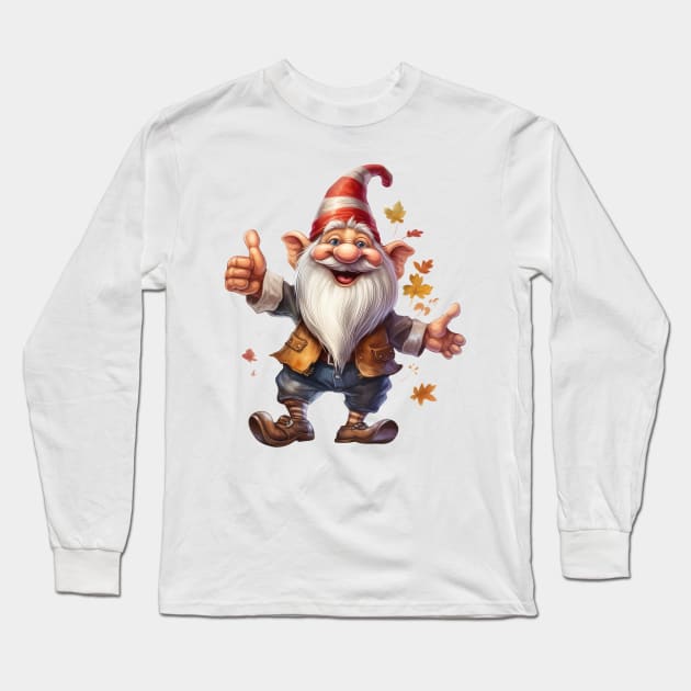 Autumn Happy Gnome #7 Long Sleeve T-Shirt by Chromatic Fusion Studio